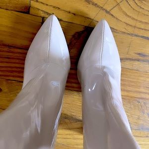 Sz7 Latex Nude Boots w/clear heels Great Condition W